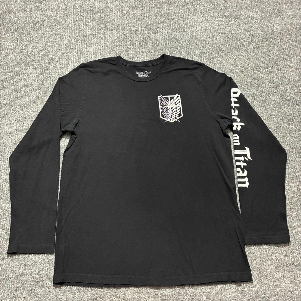 Attack on Titan Ripple Junction Scout Shield Long Sleeve T-Shirt Mens 2X Black